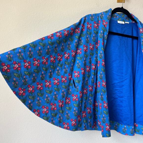 Rhode Suki Wrap Effect Floral Crepe Top in Blue Multi - Picture 4 of 6